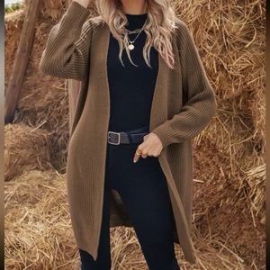 BROWN OPEN FRONT CARDIGAN | SMALL